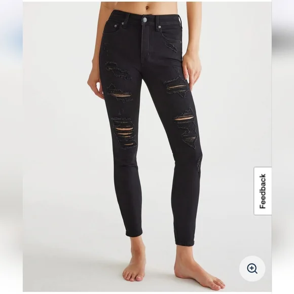 Aeropostale Black Distressed Skinny Jeans - Picture 1 of 8